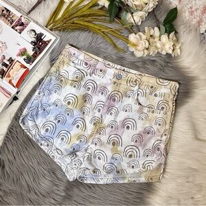 Anthropologie Hannah Leathers Pilcro Dolphin Rainbow Print Denim Shorts Sz 29